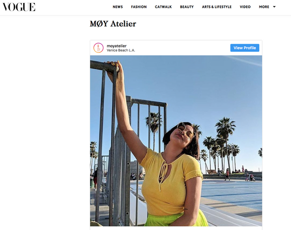 BRITISH VOGUE picked MOY ATELIER as the Best Sunglasses Brands trending on Instagram