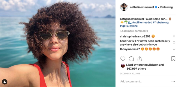 LITTLE RIPPLE: SEAWEED JUNGLE worn by NATHALIE EMMANUEL