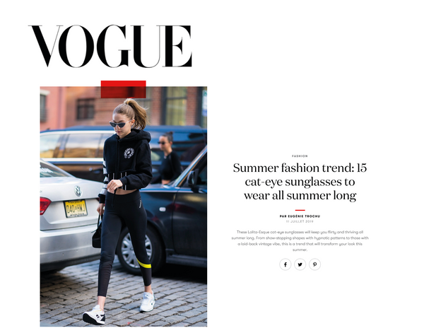Vogue Paris chooses Little Ripple as one of the cat-eye sunglasses to wear all summer long!